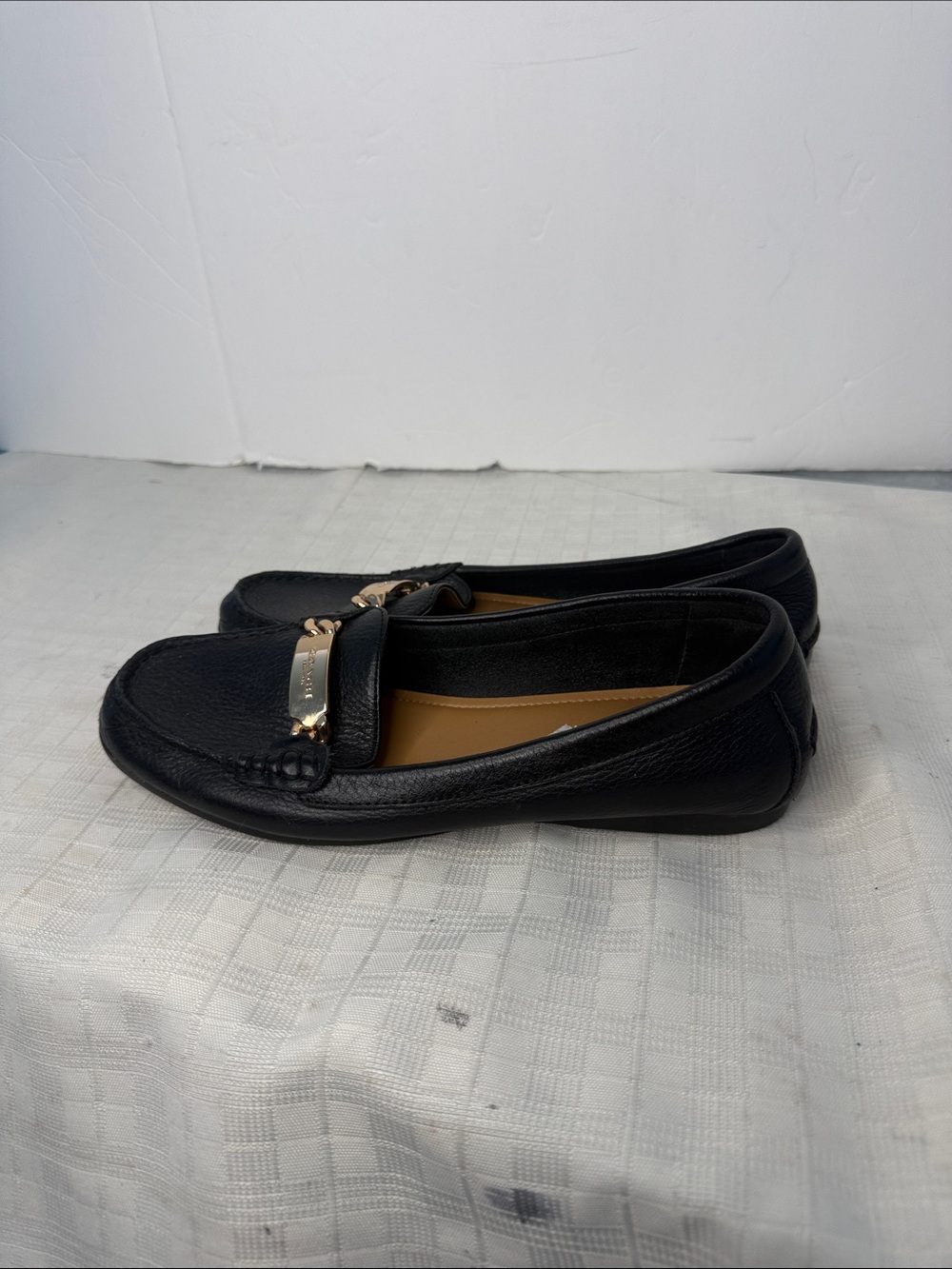 Coach Olive Black Leather Women's Driver Loafers with Gold Plaque - Picture 4 of 7